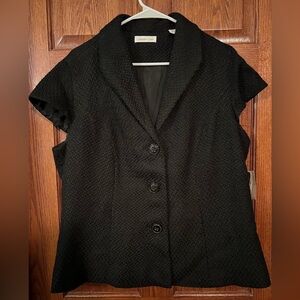 Coldwater Creek 18w Black Pebbled Boule Jacket Short Sleeve